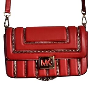 Gently used Michael‎ Kors red leather crossbody bag.